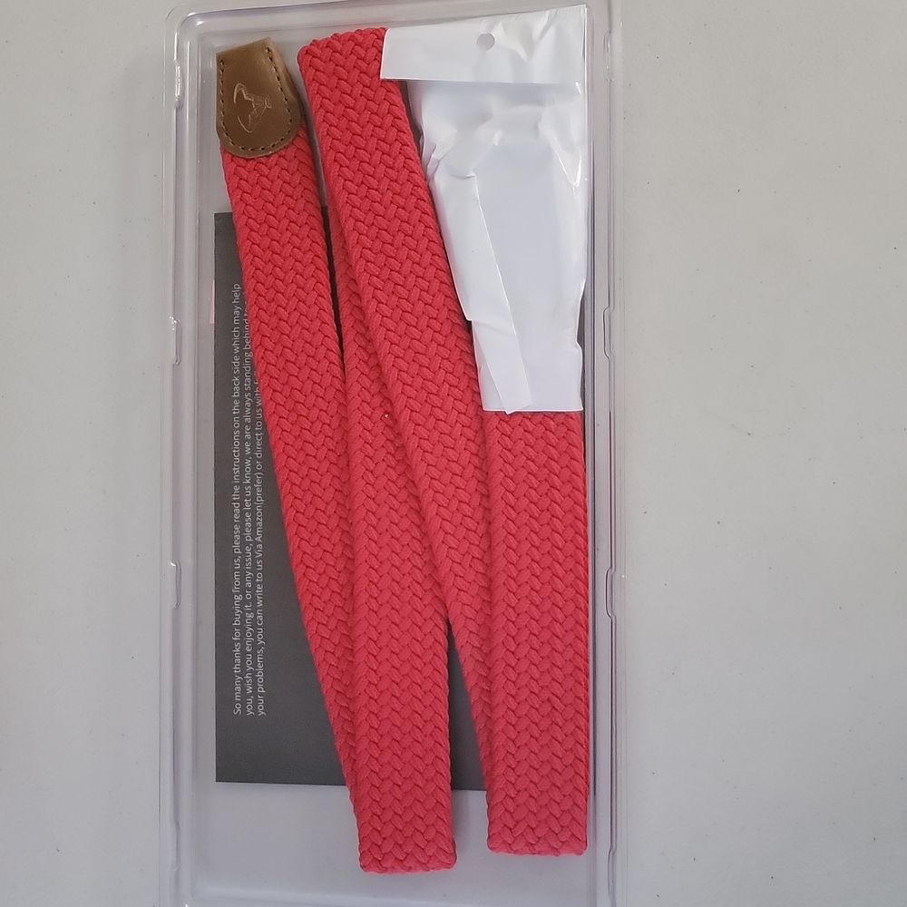 Bulliant Men's Braided Woven Stretch Belt Red Adjustable Expands up to 37" New - Picture 2 of 14
